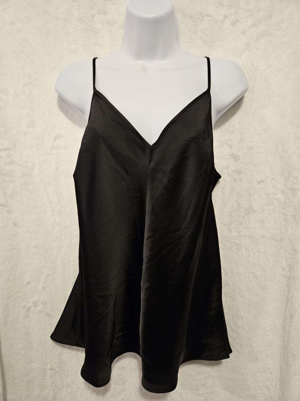H&M Women's Black V-neck Camisole - Size Large, NWT, New Silky, Spaghetti Straps